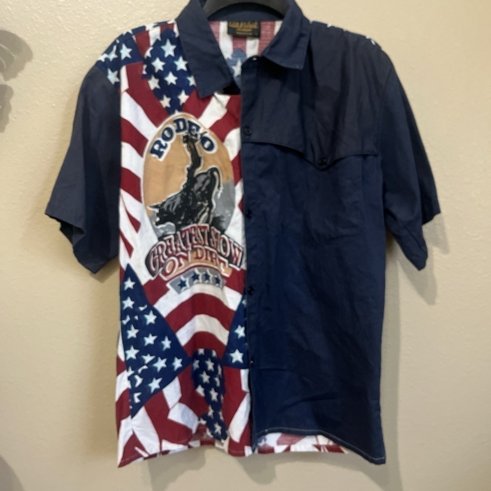 Vintage Rodeo Cowboy Western Men’s Medium Short Sleeve Glow in the Dark Stars